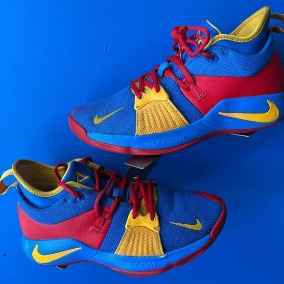 Men's 2018 Nike PG 2 Yellow /Red/Bue Cushioned Basketball Shoes Size 8 - Picture 1 of 6